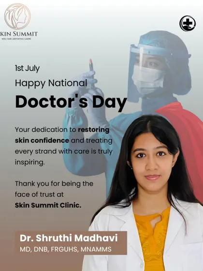 As a medical professional, my greatest reward is restoring my patients' confidence. I am Dr. Shruthi Madhavi, and at Skin Summit, we are dedicated to providing expert, science-backed care for every skin and hair concern you may have.