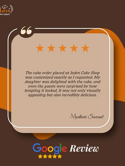 The cake order placed at Jeden Cake Shop was customized exactly as I requested." We are delighted to hear your daughter and guests were surprised and happy.