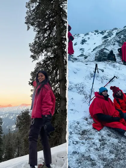 Moments from the climb. The Kedarkantha trek involves steady climbs through snow, but there are plenty of moments to rest, enjoy the view, and soak in the serene environment.