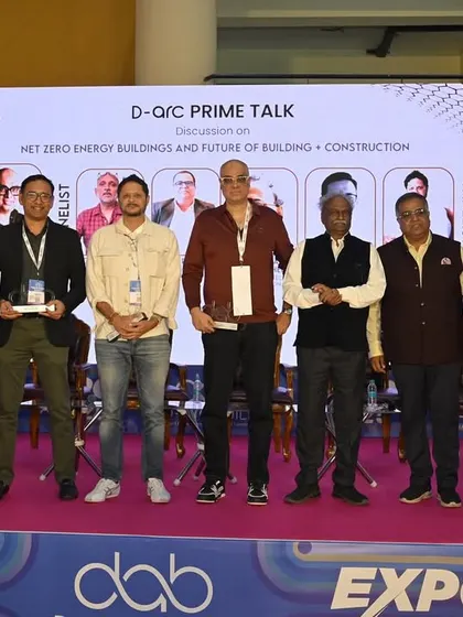 The group of panelists at the D-arc Prime Talk, who discussed the future of building and construction with a focus on net-zero energy goals.