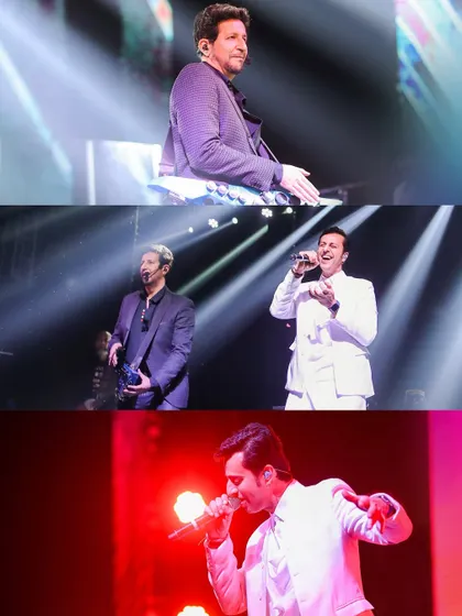A collage of legendary singers performing on stage, showcasing the high-caliber live entertainment I arrange for sangeet nights and receptions.