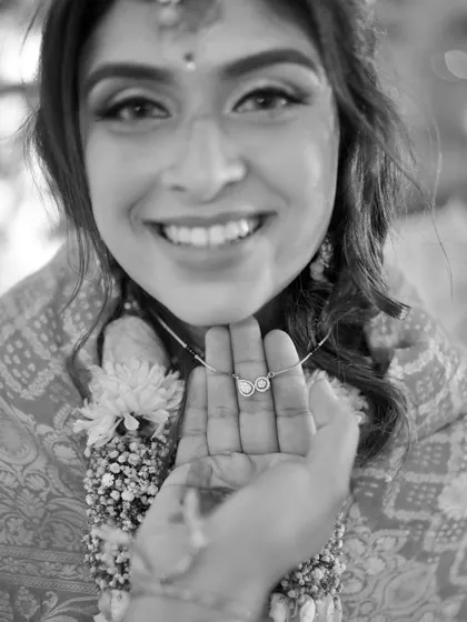 A close up of the bride's mangalsutra, a beautiful symbol of her new journey. We focus on capturing these significant details.