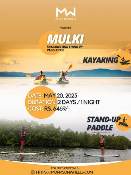 Another version of the event poster for the Mulki watersports trip, designed to catch the eye and inspire adventure.