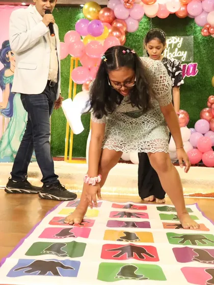A fun and flexible game of Twister. This is a great icebreaker for kids at a birthday party, leading to lots of laughs.