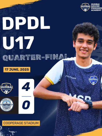 The official match result graphic celebrating our 4-0 victory in the DPDL U17 quarter-final.