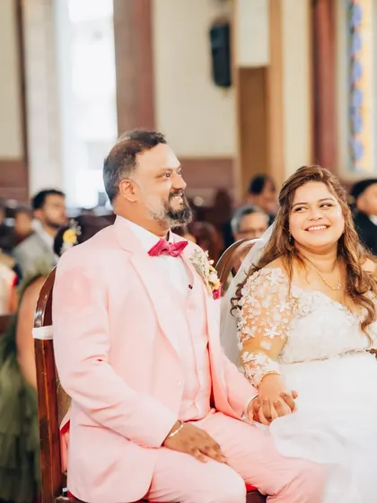 A candid moment during the church ceremony. The bride and groom sharing a quiet word, both looking so happy and in love.