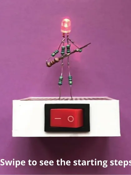 A swipe-through post showing the initial steps to create your own light-up LED sculpture. It's a fun and creative way to practice soldering.