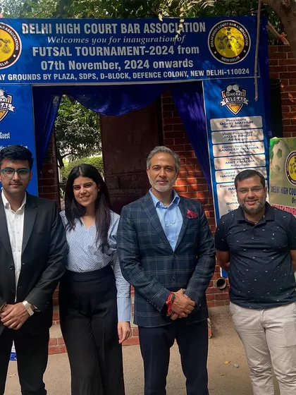 Attending the Delhi High Court Bar Association's Futsal tournament. Events like these are a great way to build camaraderie within the legal community outside the formal environment of the courtroom.