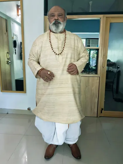 This is the final approved look for Saurabh Shukla ji's character. The simple dhoti-kurta paired with classic leather shoes perfectly captured the essence of the powerful man he portrayed.