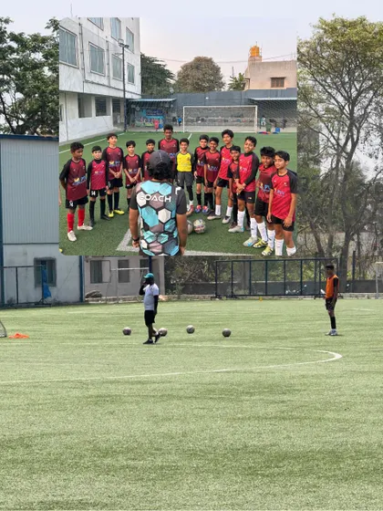 Guidance and growth are central to our philosophy. Here, a coach prepares our young athletes with strategy and motivation, fostering teamwork and discipline on the field.