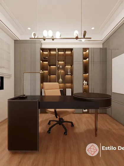 A 3D concept for a private executive cabin. The design balances professionalism with personal comfort, featuring integrated storage, sophisticated finishes, and ergonomic furniture.
