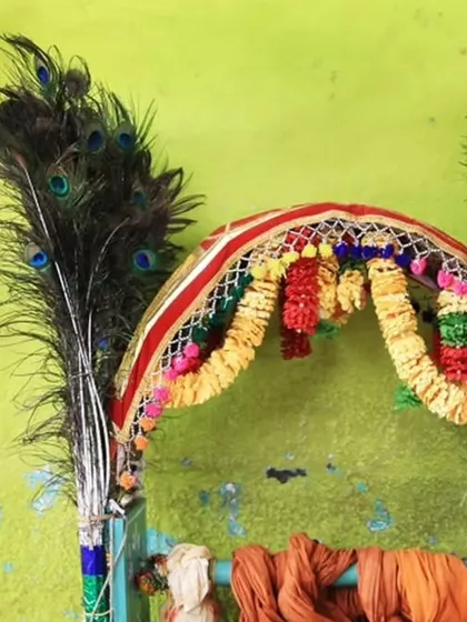 A traditional Kavadi, an embellished bamboo structure carried by devotees in Palani. My journey with Kavadi Attam began in school, and visiting its place of origin was a full-circle moment.