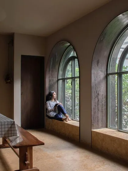 A closer view of the bay window seat in the dining room. The deep sill provides a comfortable space to sit and enjoy the view, making the window more than just an opening.