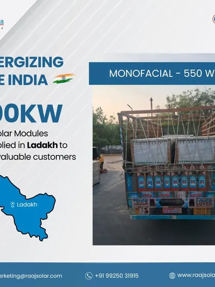 Energizing the farthest corners of India. We successfully supplied 100 kW of our 550 Wp Mono-Facial solar modules to Ladakh, demonstrating our capability to deliver reliable power even in the most challenging terrains.