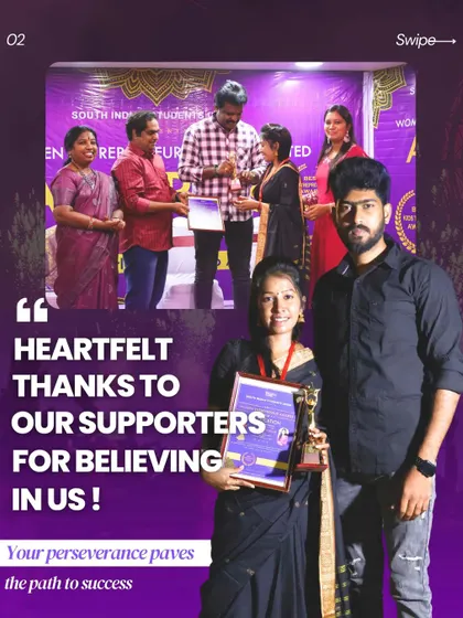 A heartfelt thanks to all my supporters for believing in us. This picture captures the moment I received the Women Entrepreneur Award 2024 from the Thanjavur Mayor.