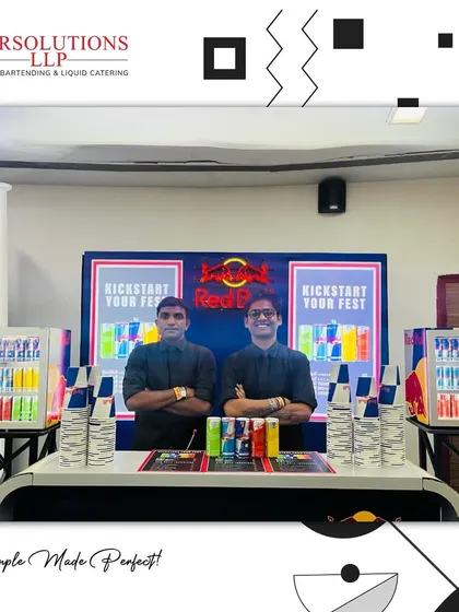 Our team ready to "Kickstart Your Fest" at the Red Bull bar during YouTube FanFest 2025.