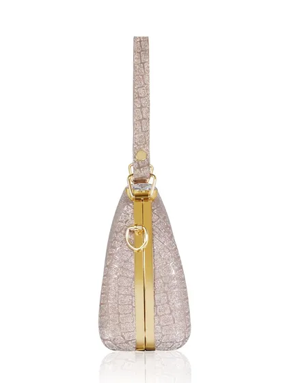 A side profile of a different colored clutch, maintaining consistency in the e-commerce photography style.