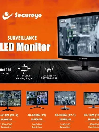 I supply and install surveillance-grade LED monitors from brands like Secureye, available in various sizes to fit your monitoring station.