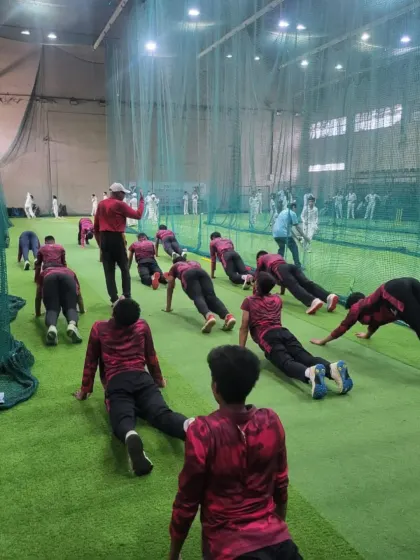 Our U-19 and U-23 players during a Power Yoga session. These exercises are crucial for developing flexibility, core strength, and mental focus.