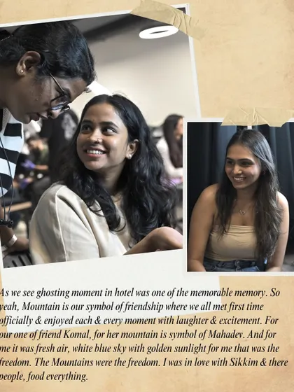"Mountain is our symbol of friendship where we all met first time officially & enjoyed each & every moment with laughter & excitement." Friends sharing their story at the studio.
