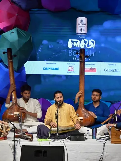 On stage for 'Barish Season 2' with my dear brother Armaan Khan. Accompanying a vocalist is about supporting their melody while adding a rhythmic dimension.