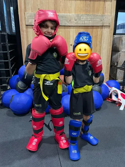 Little warriors in training, fully kitted out and ready for sparring.