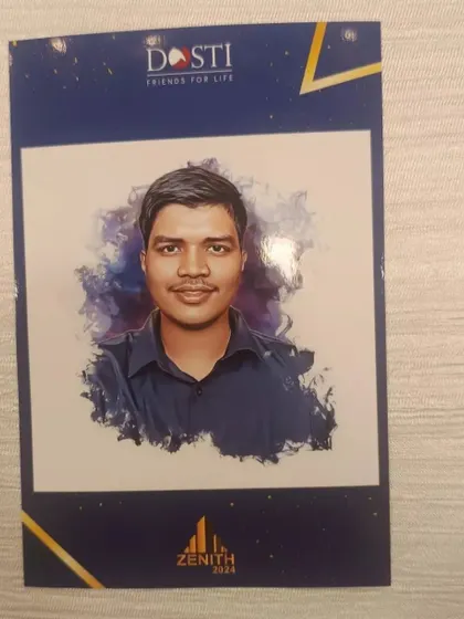 A digital caricature for a Dosti Realty event, branded with their "Zenith 2024" theme. This shows how we seamlessly integrate our service into our client's specific event branding and messaging.