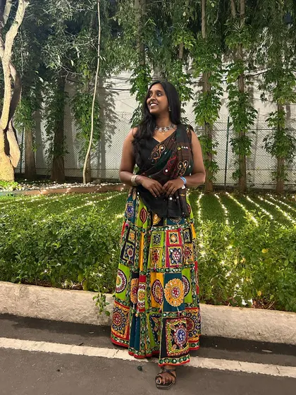 Another shot of my Dandiya night look. The flair of the ghagra is essential for those beautiful twirls in Garba, and I incorporate these movements into my choreography.