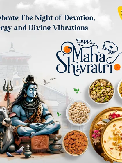 Celebrate the night of devotion with my healthy offerings for Mahashivratri. This platter shows pistachios, raisins, cashews, and almonds, perfect for your fast.