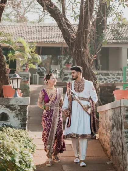A romantic walk through a beautiful garden path for this stunning couple.