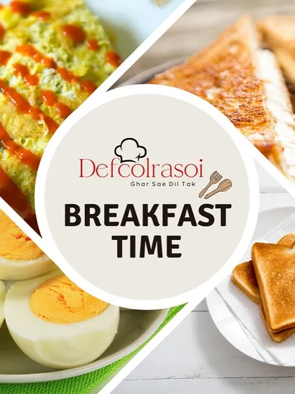 A collage of our breakfast offerings, including omelettes, cheese toast, and boiled eggs. It's the perfect way to start your day.