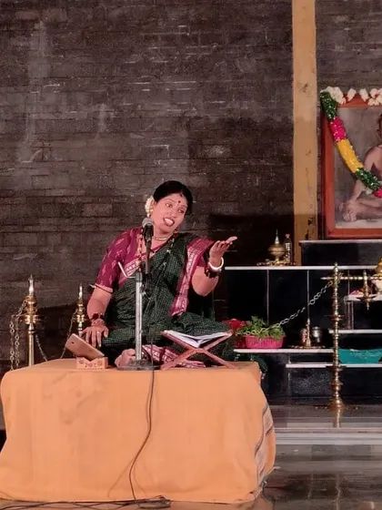 A performer during the solo theatre piece 'WiFi - WithIn Finding ‘I’' at the Ramana Shrine. Our Pournami events often feature innovative presentations that connect Bhagavan's teachings to contemporary life.