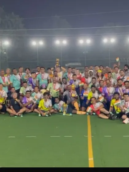A massive group photo from the Sunday Sultans Hockey Carnival. Events like these bring the entire hockey community together for a day of fun, competition, and celebration.