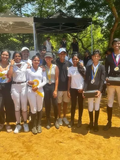 More happy moments and medals for our team at the Auroville Horse Show. The camaraderie and shared success are what make these events so special.