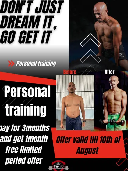 This promotional graphic features a real client's muscle gain transformation. It's a reminder that you shouldn't just dream about your fitness goals; our personal training programs are here to help you go out and achieve them.