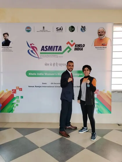 Another photo with an inspiring young athlete at the Khelo India Women's League.