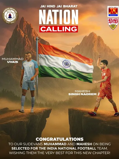 The nation is calling our Sudevans. We are filled with immense pride to see Muhammad Uvais and Mahesh Singh Naorem selected for the Indian National Football Team. This is the ultimate dream for every player who walks through our gates, and we provide the pathway to get there.