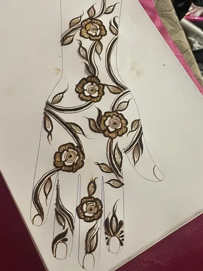 The finished sketch, colored in to visualize the final look. This is part of my design process.