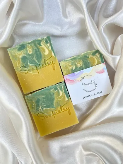 My Pumpkin Patch soap contains real pumpkin puree, which is packed with vitamins A and C to help brighten and soften the skin.