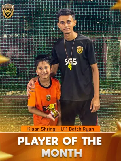 Kiaan Shringi from the U11 Ryan batch, another deserving Player of the Month winner, pictured with his coach.