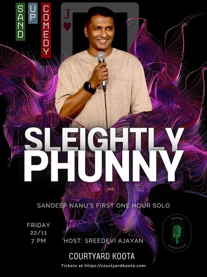 A monthly event poster for November featuring 'Sleightly Phunny'. We build up excitement for our artists' milestone performances.