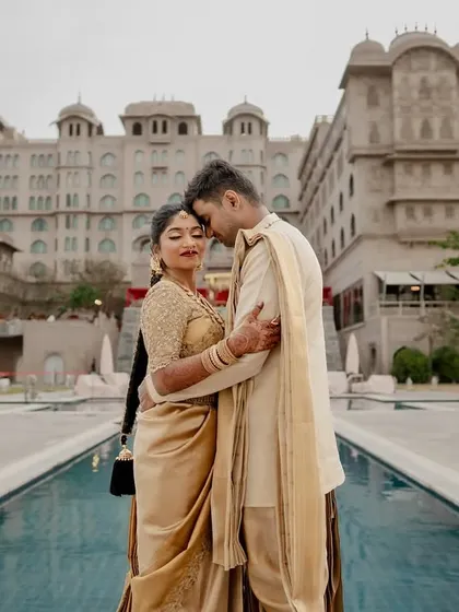 A royal affair at the Fairmont Jaipur. We specialize in destination wedding photography, capturing the grandeur of palace venues while telling an intimate love story.
