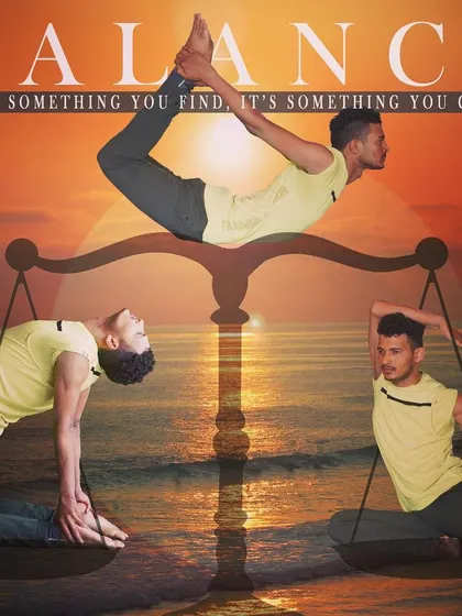 A visual representation of creating balance through different yoga postures. This was created for International Yoga Day to inspire everyone to begin their journey of creating their own physical and mental equilibrium through practice.