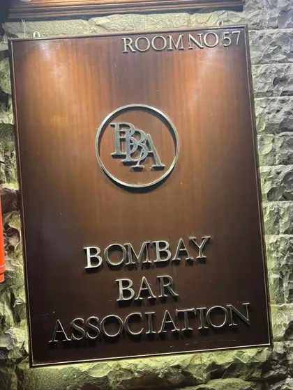 The sign for Room No. 57 of the Bombay Bar Association, a place of preparation and legal strategy.
