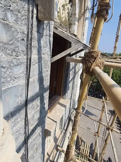 Our team carefully ran wiring along the structure, ensuring it was hidden from view to not disrupt the building's historical aesthetic. Every detail of the installation was planned to be as non-invasive as possible.