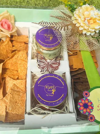 My Cracker Box, beautifully packaged for Rakhi gifting. It's a thoughtful and delicious present for any festive occasion.