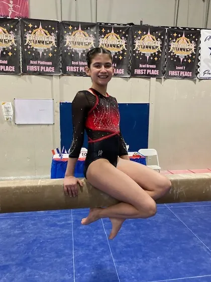 Our Level 8 gymnast Camila is the Beam Champion! She earned the highest beam score of the entire Svetlana Invitational with an incredible 9.675.