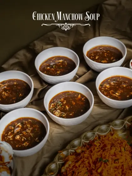 Starting the Thaal-E-Cheen feast with six bowls of hot and sour Chicken Manchow Soup, the perfect appetizer to awaken your palate.