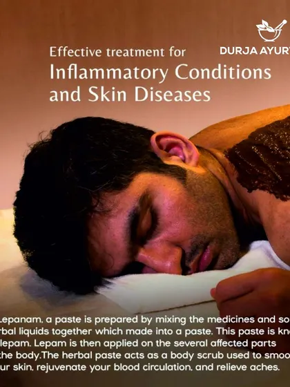 Lepanam is a treatment where a warm herbal paste is applied to affected areas of the body. It is highly effective for inflammatory conditions, skin diseases, and localized pain.