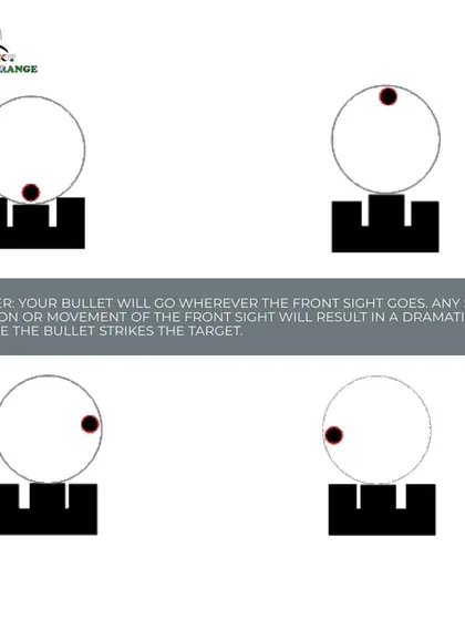 A key tip for accuracy: your bullet will go wherever the front sight goes. Even a slight movement can have a dramatic effect on your shot.